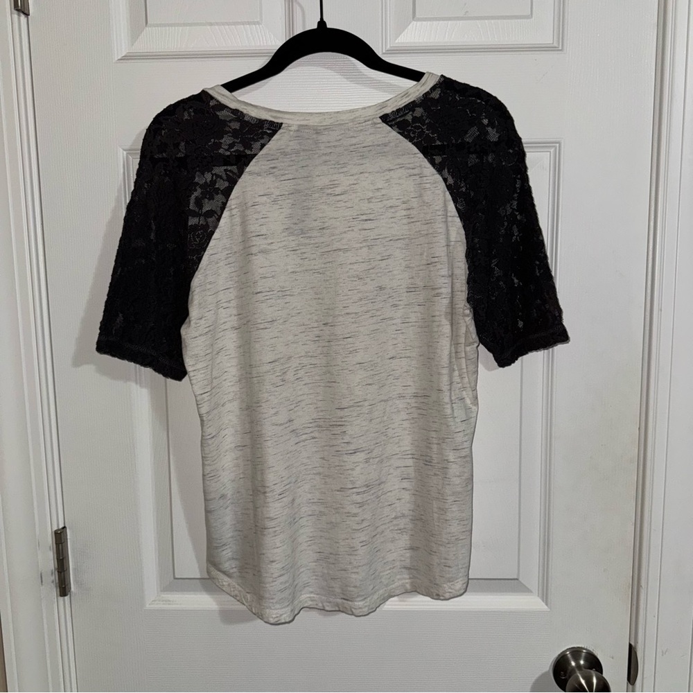 Harley Davidson Womens Grey Black Lace Raglan Graphic T-Shirt Size Large 1903 - Picture 3 of 3